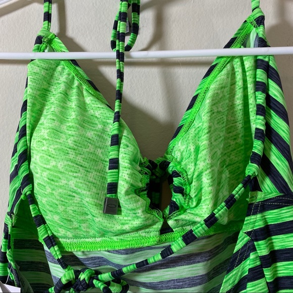 Oakley Striped Halter LeyHole Tankini  Swim Top L - Picture 4 of 5